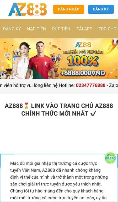 Truy cập vào trang chủ của nhà cái AZ888